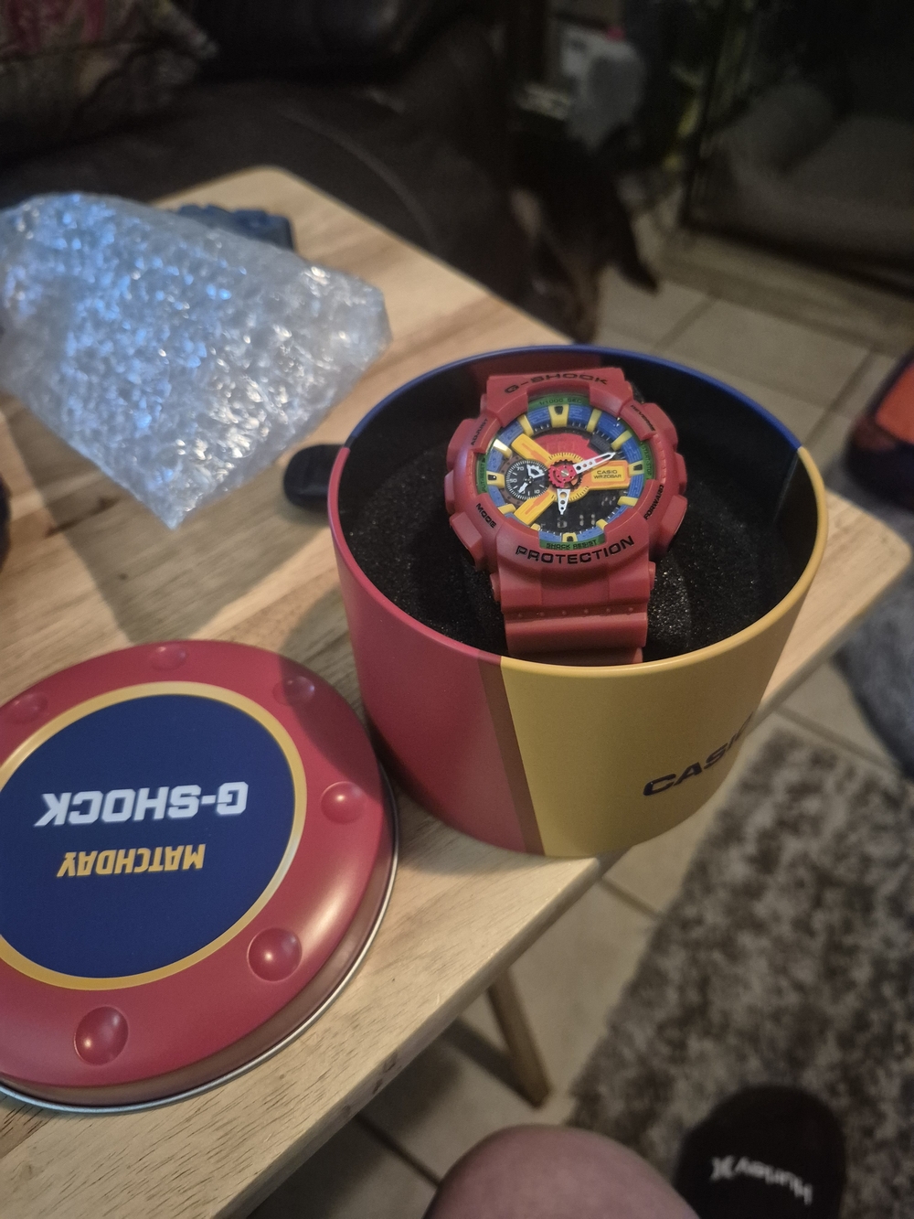 Casio Red Watch with Multicolor Dial